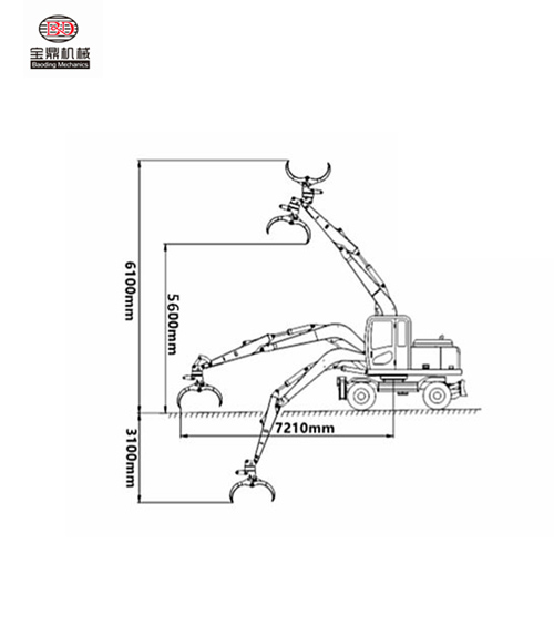 寶鼎BD95W-9A型輪式抓機尺寸圖
