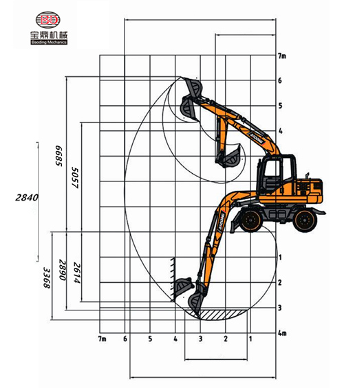 寶鼎BD80W輪式挖掘機尺寸圖